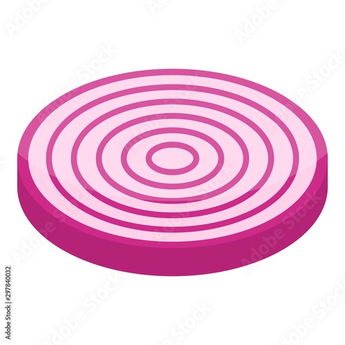 Slice of purple onion icon. Isometric of slice of purple onion vector icon for web design isolated on white background