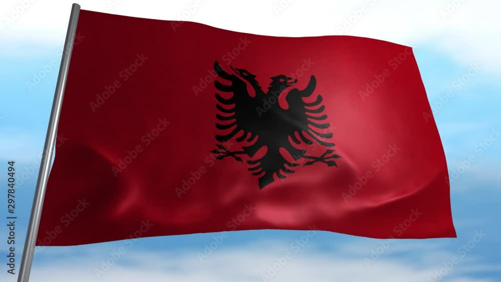 Seamless looping animated flag of Albania blowing in the wind in 4K resolution including luma matte Seamless looping animated flag of Albania blowing in the wind in 4K resolution including luma matte