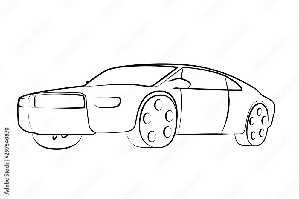 coupe car contour vector illustration 