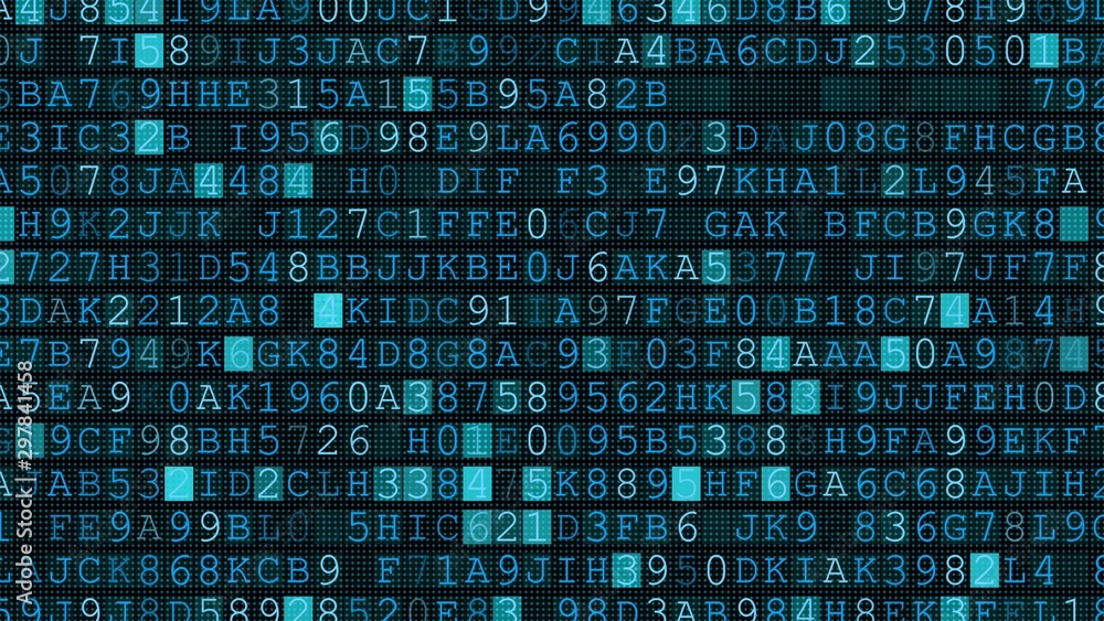 Flat internal computer number, digital machine code binary symbols ...