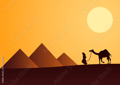 Sphinx Pyramid famous landmark of Egypt silhouette style vector illustration