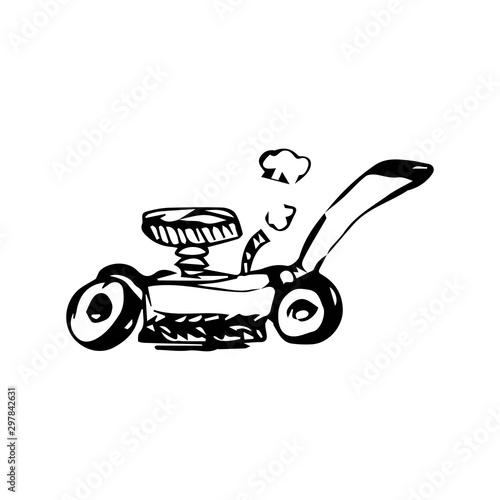 machine mow the lawn vector sketch