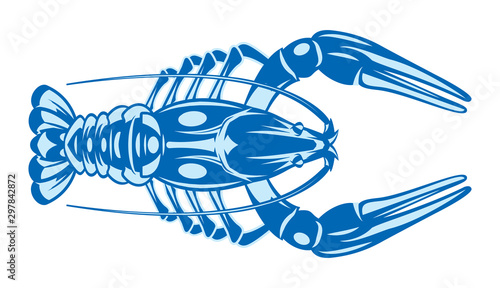 Vector color illustration with crayfish on white background