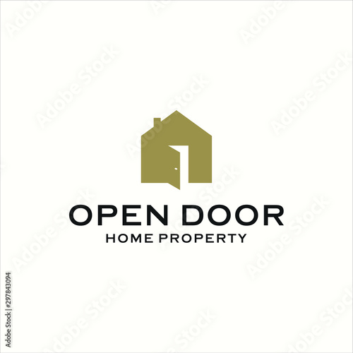 open door silhouette logo illustration vector icon premium quality