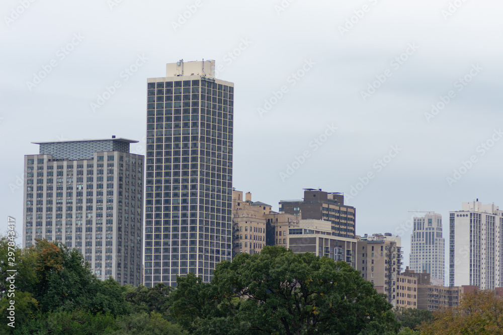 Chicago Skyline viewed from Lincoln Park during Autumn Chicago Skyline viewed from Lincoln Park during Autumn