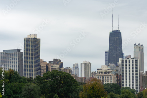 Chicago Skyline viewed from Lincoln Park during Autumn