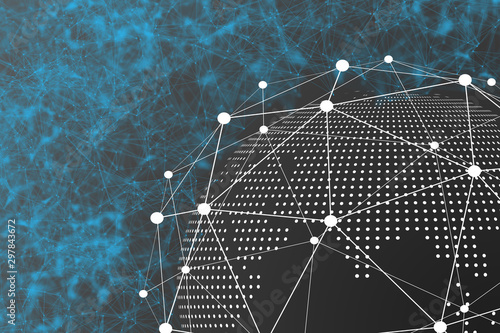 Digital Composite Image Of Computer, polygonal space low poly dark background, Futuristic polygonal background. Triangular business wallpaper.