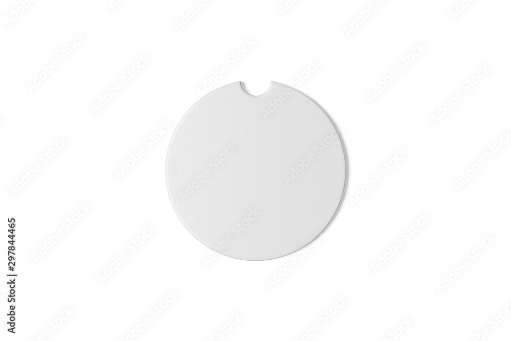 Mockup car cup coaster, mug holder. White paper circle stand with place for text, presentation. 3D rendering Mockup car cup coaster, mug holder. White paper circle stand with place for text, presentation. 3D rendering