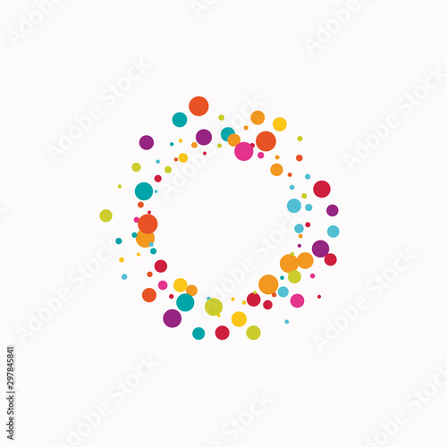 Celebrate color circle vector confetti background.