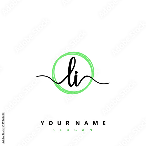 LI Initial handwriting logo vector