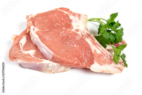 Fotomurale raw veal chopped on a white background