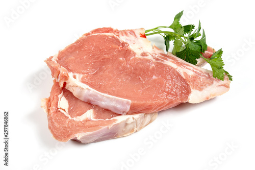 Stampa su tela raw veal chopped on a white background