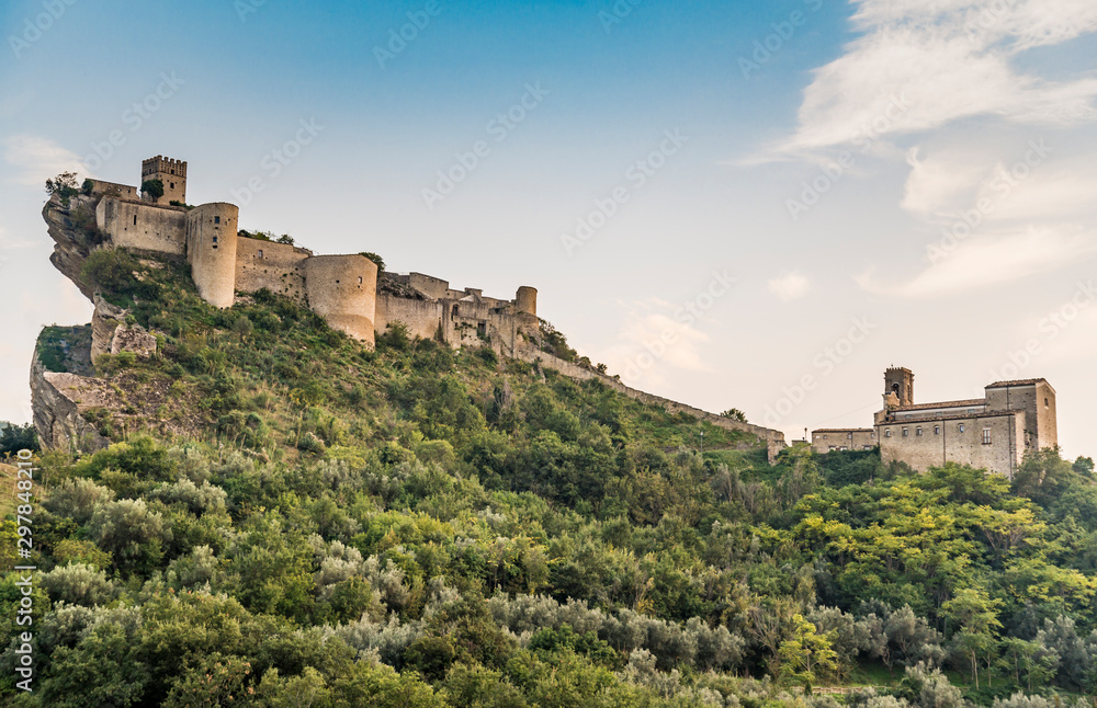 Fortress on the rock in Roccascalegna. Abruzzo region, Italy