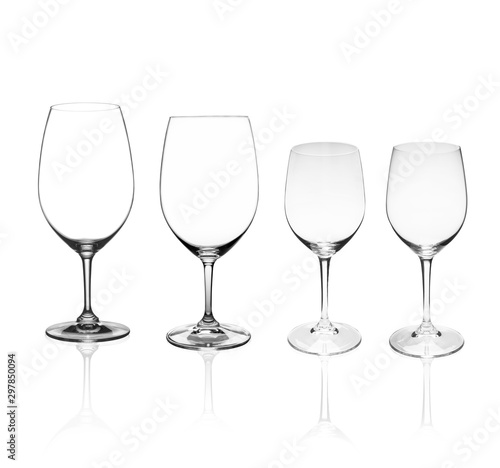 set of wine glasses isolated on white background