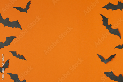 halloween decorations concept, many black paper bats