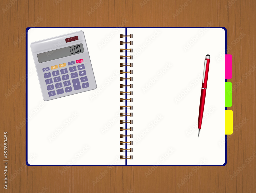 illustration of notebook with calculator illustration of notebook with calculator