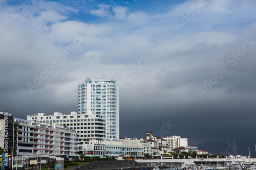 City view at Ponta Delgada, capital city of the Azores at Sao Miguel Island