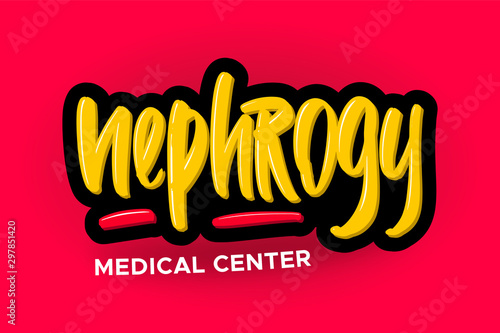 Nephrology modern brush lettering text. Vector illustration logo for business, print and advertising.