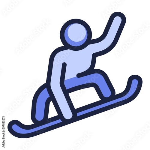 Man snowboarding icon. Outline man snowboarding vector icon for web design isolated on white background