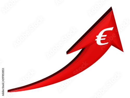 Growth of the Euro currency arrow isolated illustration