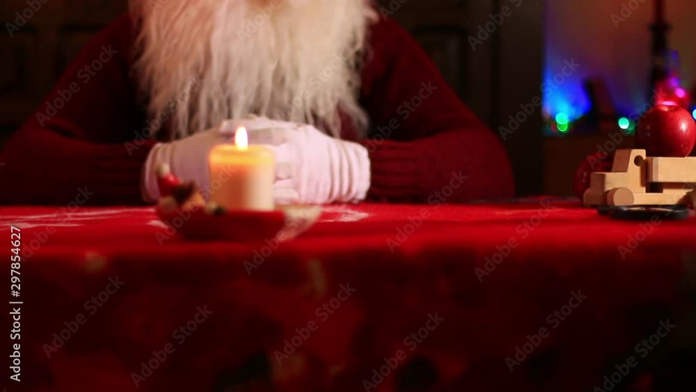 Burning Candle On Santa's Table. Video Dolly Truck Left Burning Candle On Santa's Table. Video Dolly Truck Left