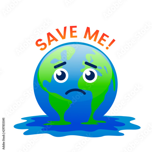 Planet Earth is melting and dying of global warming. Earth turns into a puddle.