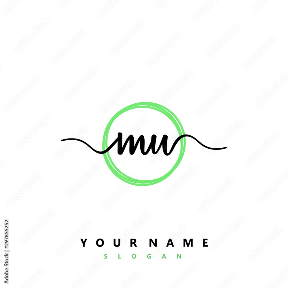 Fototapeta premium MU Initial handwriting logo vector