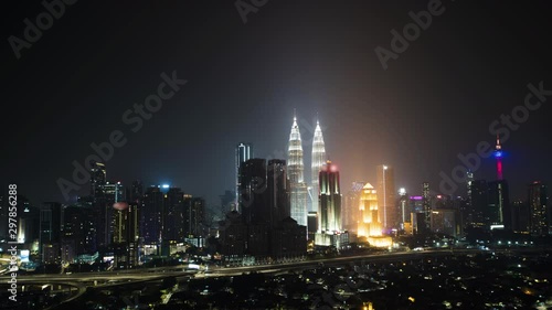 Wallpaper Mural Time Lapse Of Kuala Lumpur Skyline At Night With Neon Blinking. Torontodigital.ca