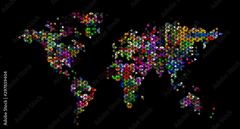 Fototapeta premium World map graphic patterned on a black background