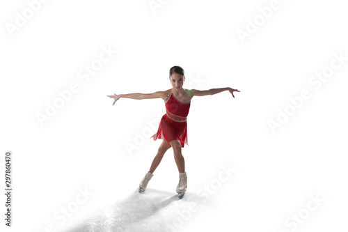 Fototapeta Naklejka Na Ścianę i Meble -  Figure skating girl isolated on white.