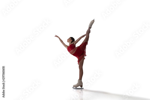 Canvas Print Figure skating girl isolated on white.
