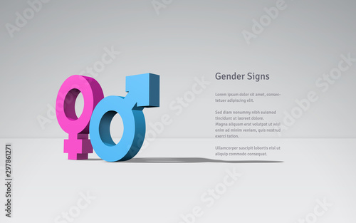 Gender signs illustration or medical booklet template with sexual female and male symbols