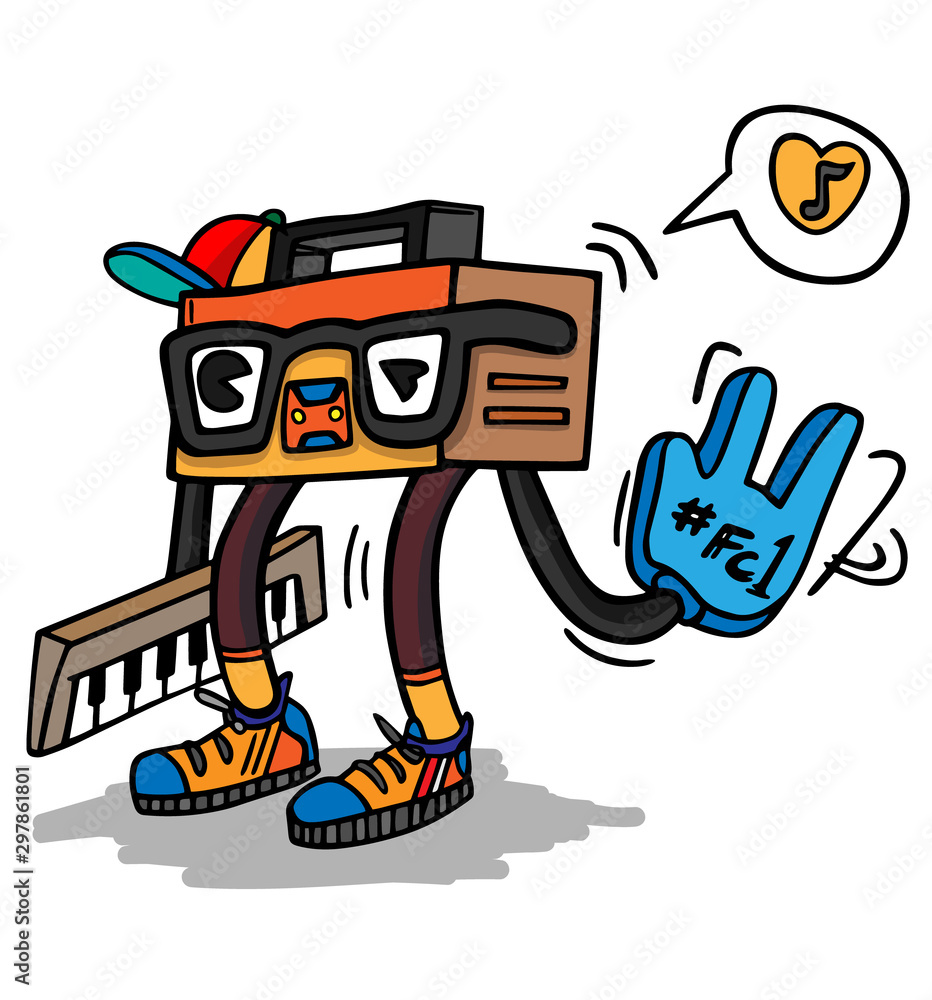 Abstract Robot Radio Retro character, Vector drawing, creative illustration cute cartoon object on white background for decoration graphic design and artwork, abstract art technology conceptual. Abstract Robot Radio Retro character, Vector drawing, creative illustration cute cartoon object on white background for decoration graphic design and artwork, abstract art technology conceptual.