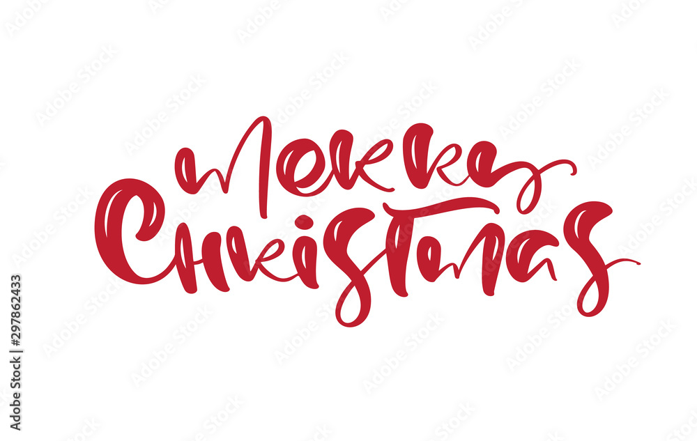 Merry Christmas vector calligraphic handwritten text. Xmas holidays lettering for greeting card, poster, modern winter season postcard, brochure