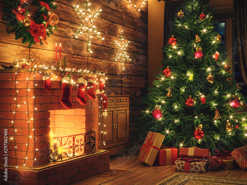 3D Rendering Christmas interior