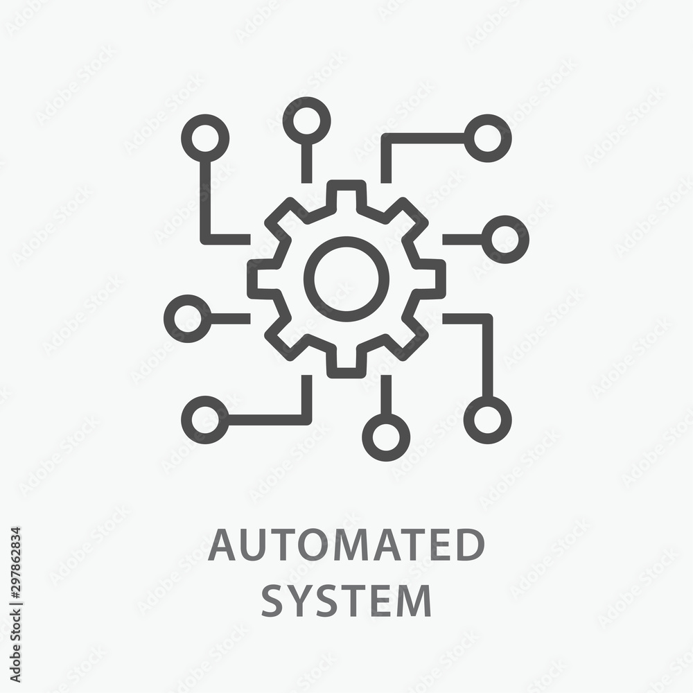 Automated system line icon on white background. - obrazy, fototapety, plakaty 