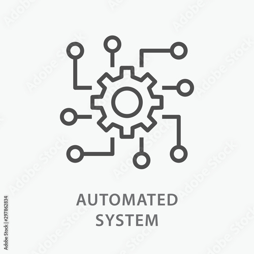 Automated system line icon on white background.
