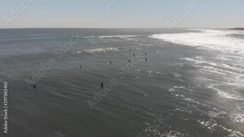 Surfers At Sandy Hook, NJ , editorial photo