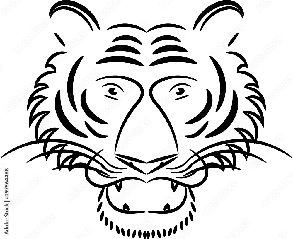 Abstract vector head of a roaring tiger