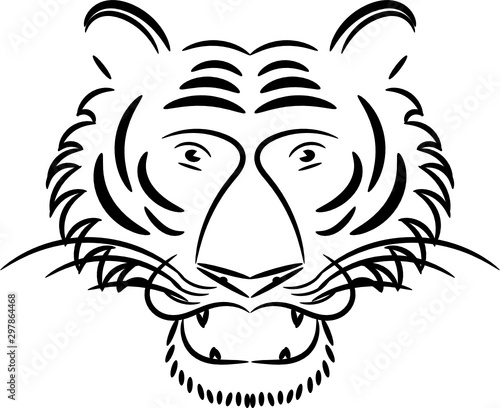 Abstract vector head of a roaring tiger