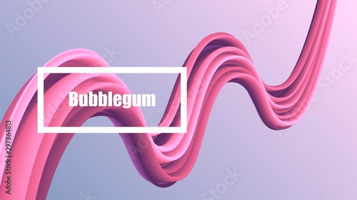 Pink curvy abstract element, rubber, chewing gum, futuristic modern background