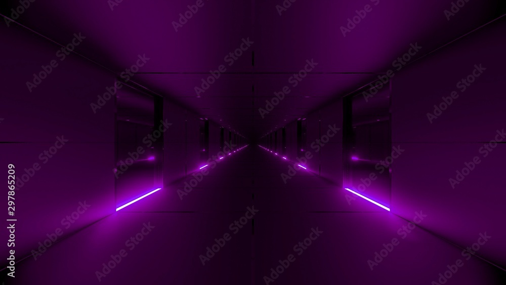 clean realistic futuristic scifi tunnel corridor with nice glow 3d rendering background wallpaper