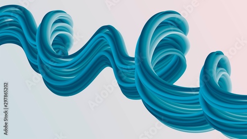 Blue curvy abstract element, rubber, stylized wave, futuristic modern background