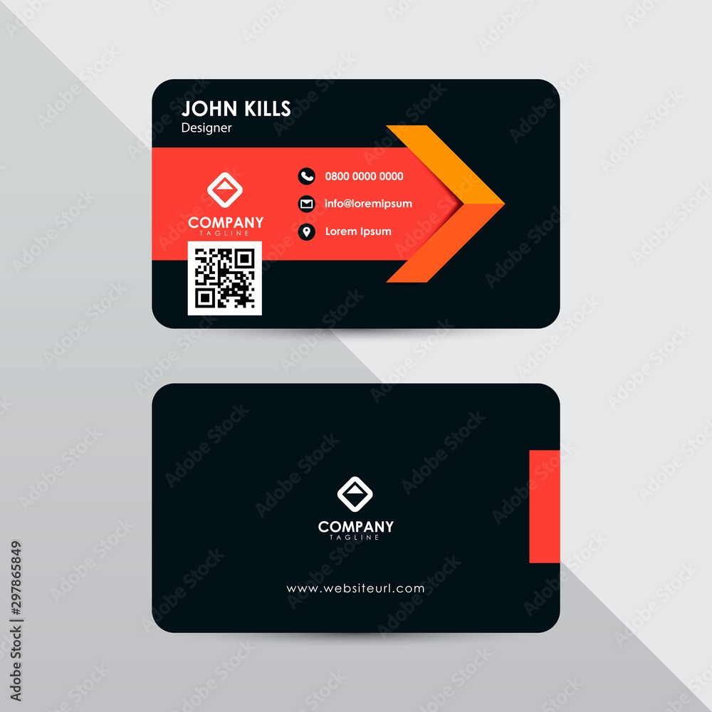 Modern business card design template. Red and orange color element clean composition. Modern business card design template. Red and orange color element clean composition.