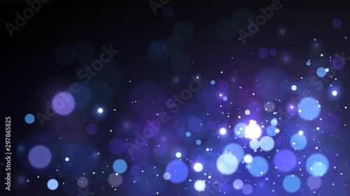 Vector background with blue bokeh dust, starry reality, blurred glitter background