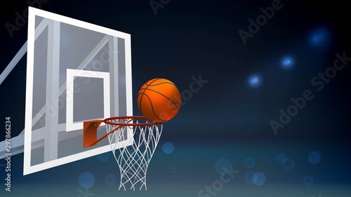 Basketball in a basket, basketball championship, sports equipment