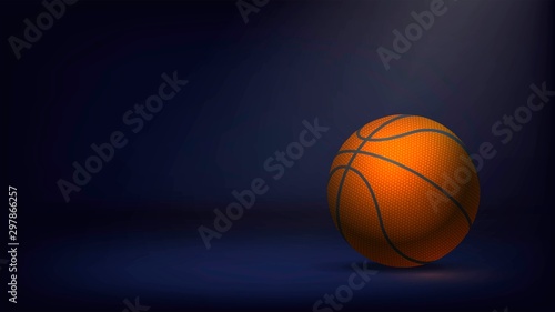 Basketball ball on a dark background, basketball sport, sports equipment © lidiia