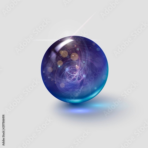 Magic glass ball on a white background, round gem, crystal ball