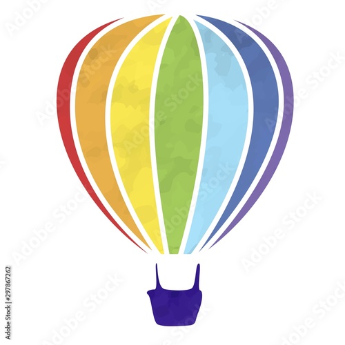Watercolor multicolored balloon on a white background, aerostat