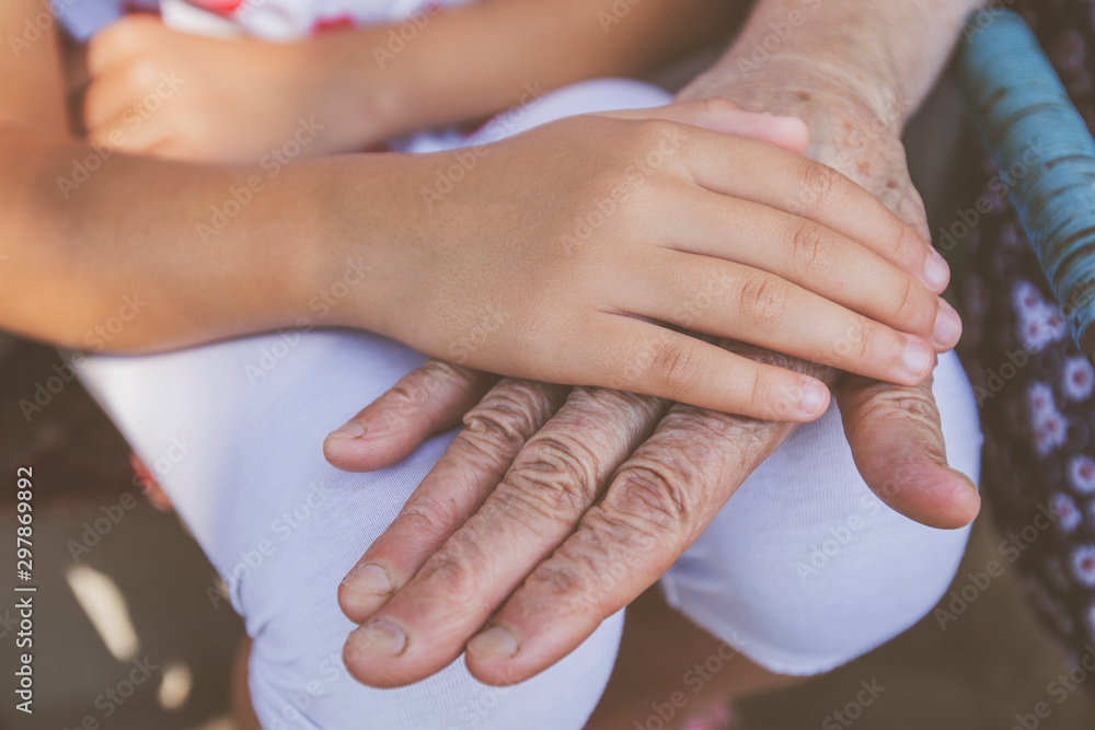 Fototapeta premium Senior and child hands